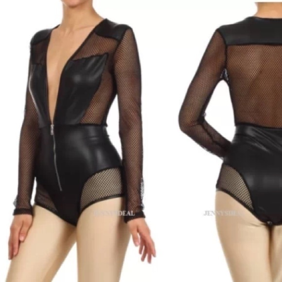 BEYONCÉ On The Run Tour Fishnet Faux Leather Bodysuit - Picture 7 of 16
